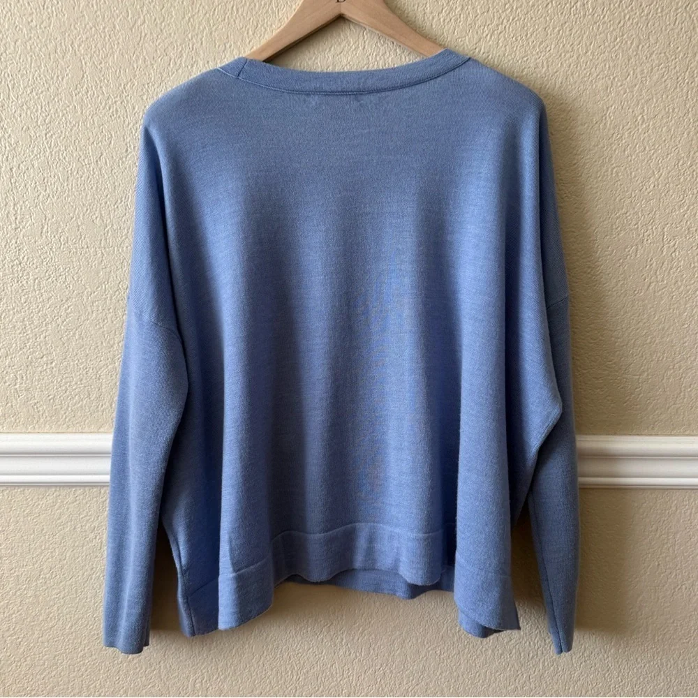 J. Crew 100% Merino Wool Relaxed Fit Crewneck Sweater XS Oversized Blue